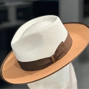 Stylish White and Brown Hat